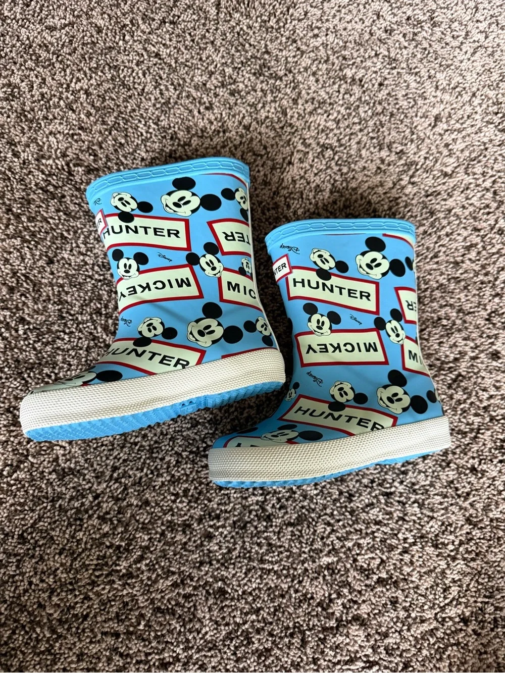 Hunter x Mickey Light Blue Kids Rain Boots nwot size 7